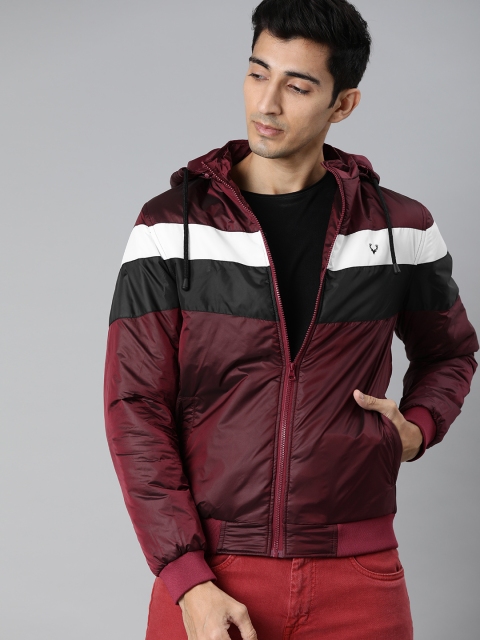 

Allen Solly Sport Men Maroon & White Striped Bomber Jacket