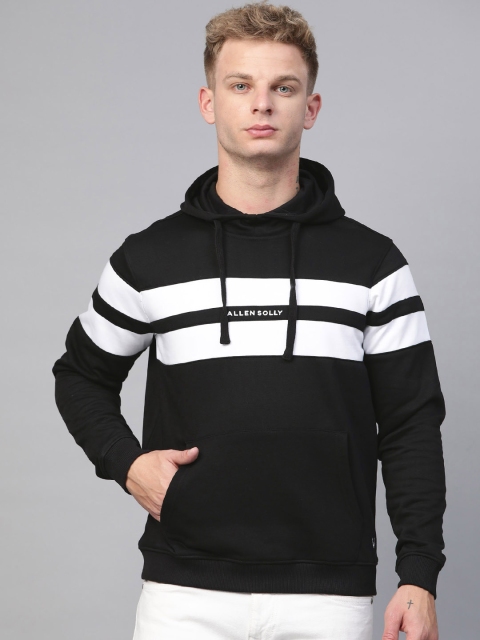 

Allen Solly Sport Men Black & White Striped Hooded Sweatshirt