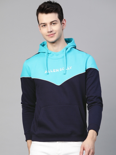

Allen Solly Sport Men Blue Colourblocked Hooded Sweatshirt