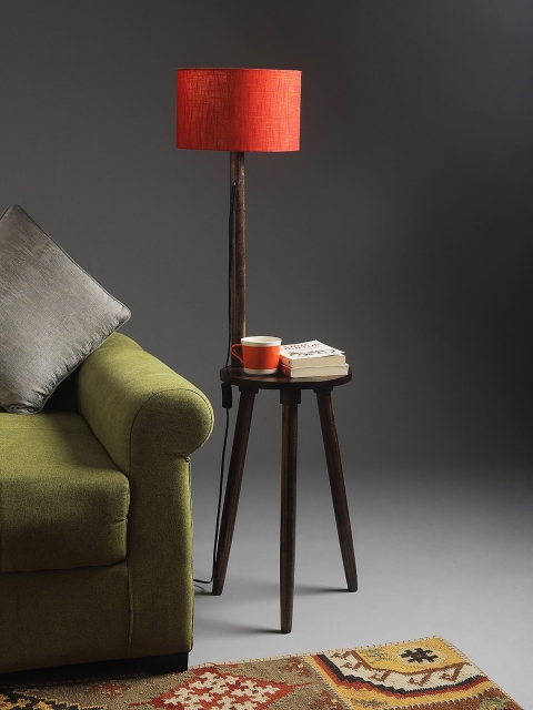 

SANDED EDGE Orange Solid Traditional Floor Lamp with Shade