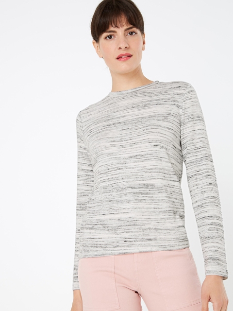 

Marks & Spencer Women Grey Melange Self Design Top