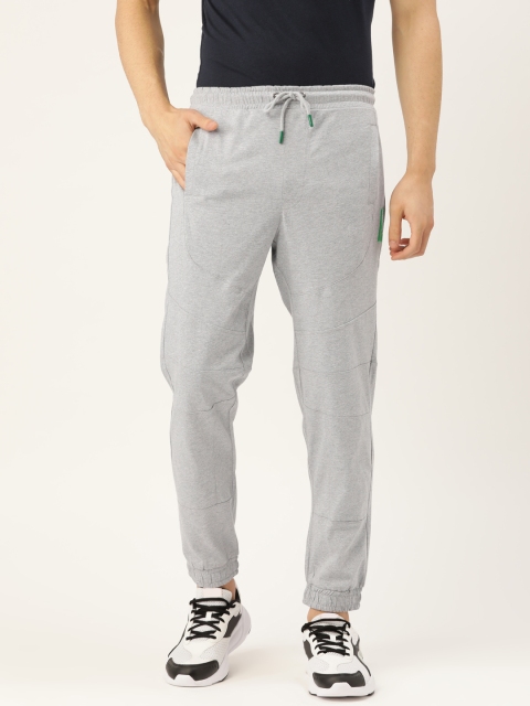 

United Colors of Benetton Men Grey Melange Pure Cotton Solid Joggers