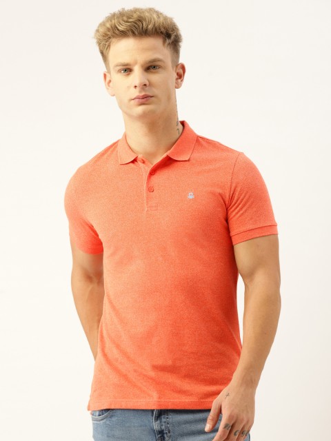 

United Colors of Benetton Men Orange Solid Polo Collar T-shirt