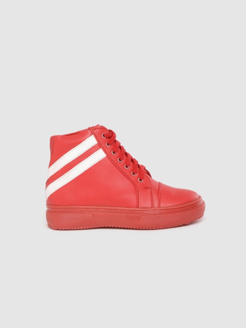 

YK Boys Red Solid Mid-Top Sneakers