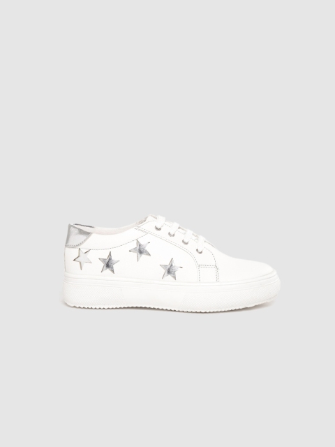 

YK Girls White Solid Sneakers with Star Laser Cut Detail