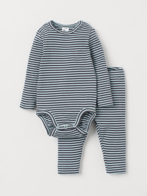 

H&M Girls Grey Ribbed Cotton Set