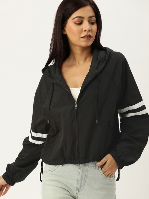 

FOREVER 21 Women Black Striped Open Front Jacket