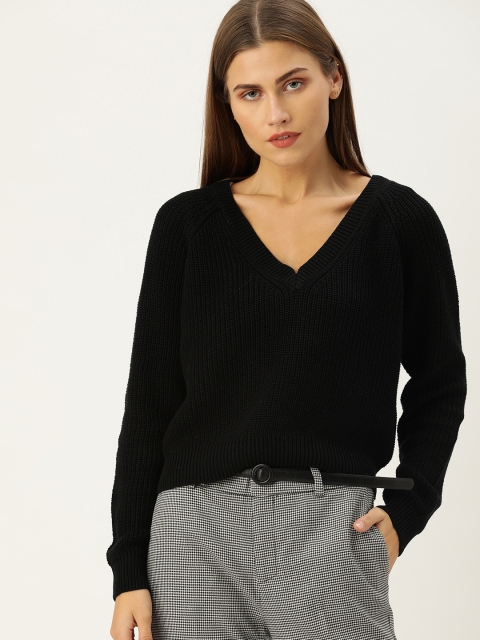

FOREVER 21 Women Black Ribbed Pullover Sweater