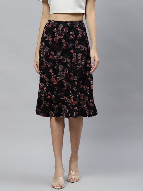 

Marks & Spencer Women Black & Red Printed A-Line Skirt