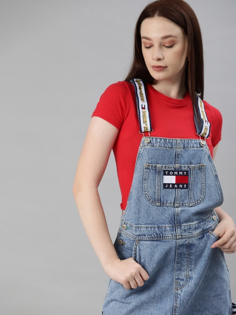 

Tommy Hilfiger Women Blue Solid Denim Dungarees