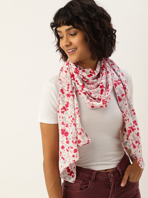 

DressBerry Women White & Red Printed Scarf