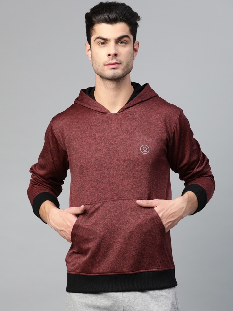 

Chkokko Men Red Solid Hooded Running Sweatshirt