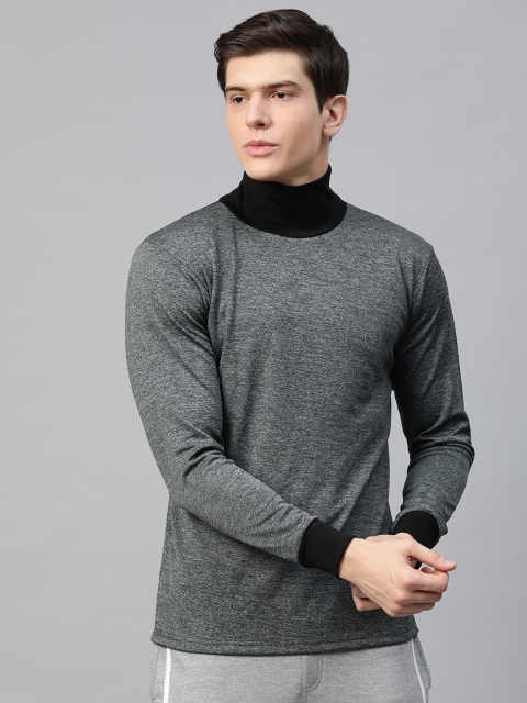 

Chkokko Men Charcoal Grey Solid High Neck T-shirt