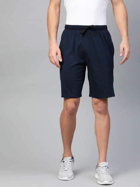 

Chkokko Men Navy Blue Solid Regular Fit Sports Shorts