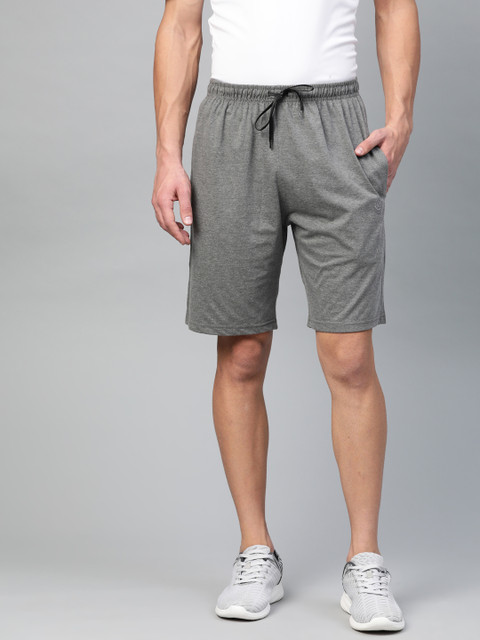 

Chkokko Men Grey Melange Solid Regular Fit Sports Shorts