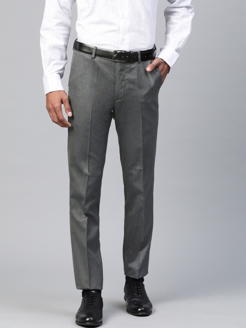 

Arrow Men Charcoal Grey Slim Fit Self Checked Formal Trousers