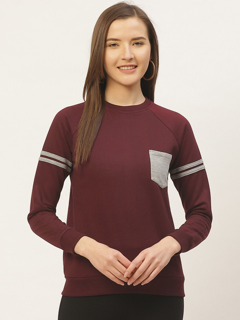 

VERONIQUE Women Burgundy Acrylic Sweatshirt