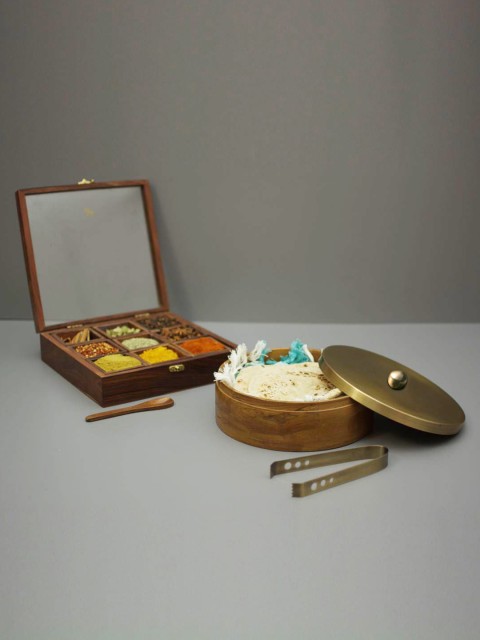 

nestroots Spice & Chapati Box Combo Set, Brown