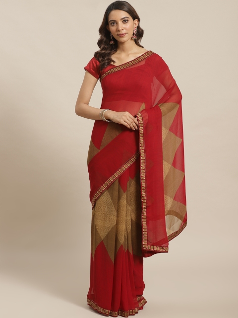 

Shaily Maroon & Brown Printed Saree