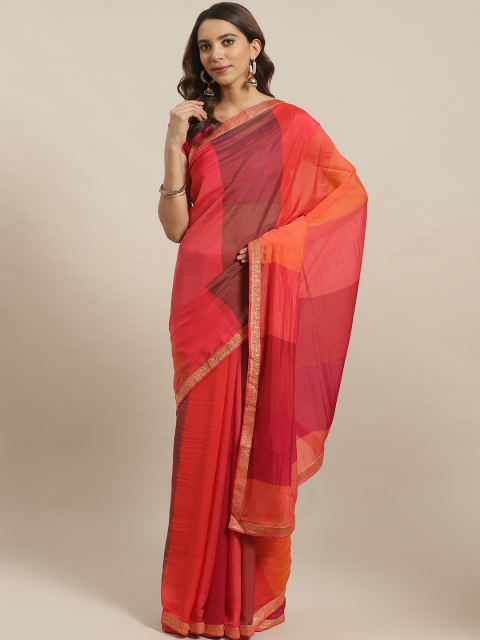 

Shaily Red & Maroon Colourblocked Saree
