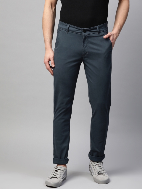 

MANQ Men Navy Blue Slim Fit Solid Combed Cotton Chinos
