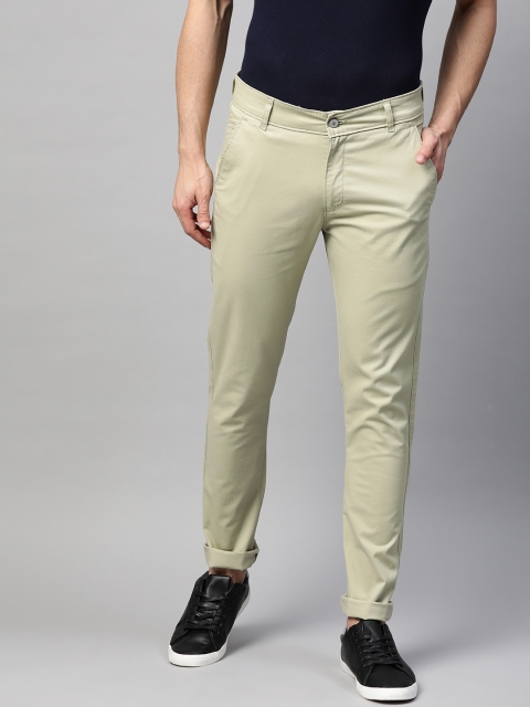 

MANQ Men Green Slim Fit Solid Chinos Trousers