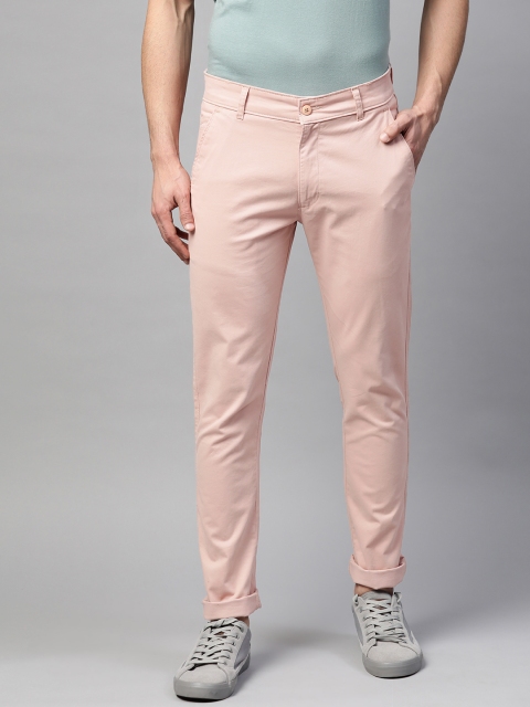 

MANQ Men Pink Slim Fit Solid Chinos Trousers