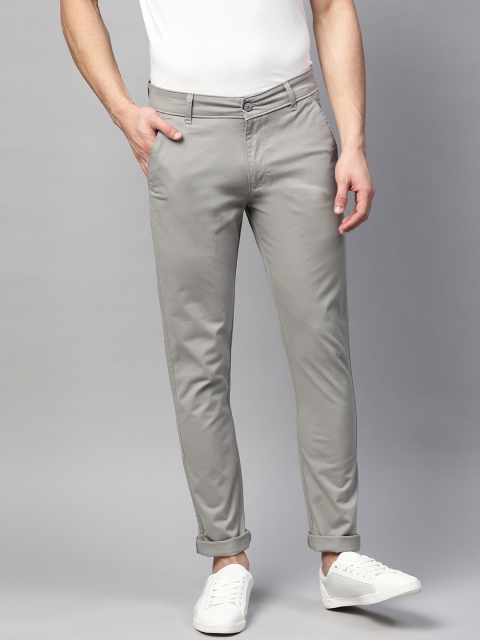 

MANQ Men Grey Slim Fit Solid Chinos Trousers