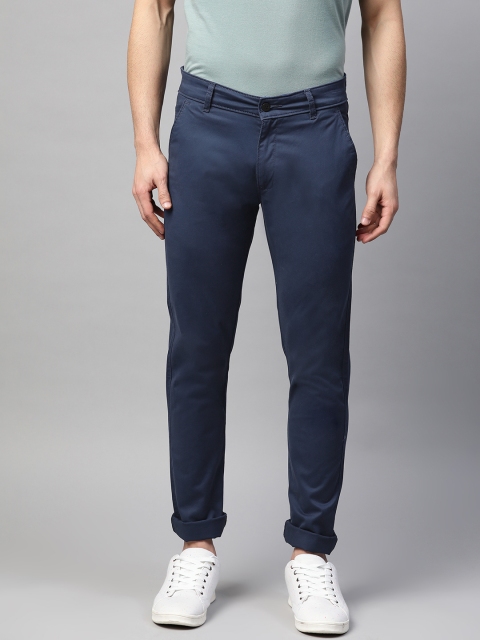 

MANQ Men Navy Blue Slim Fit Solid Combed Cotton Chinos