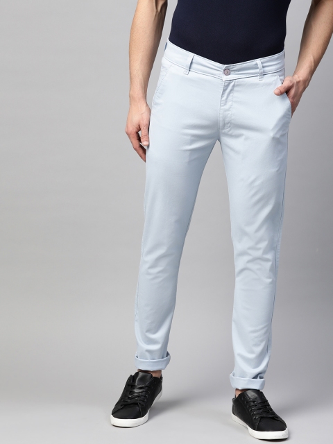 

ManQ CASUAL Men Blue Slim Fit Solid Chinos Trousers