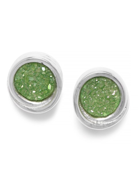 

Silgo Green & Silver-Toned 925 Sterling Silver Rhodium-Plated Contemporary Studs