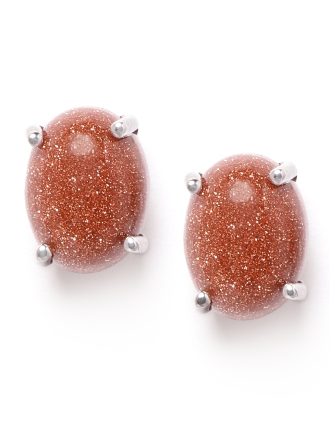 

Silgo 925 Sterling Silver Rust Brown Rhodium-Plated Artificial Stone Oval Studs