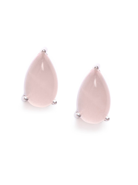 

Silgo 925 Sterling Silver Pink Rhodium-Plated Quartz Teardrop Shaped Studs