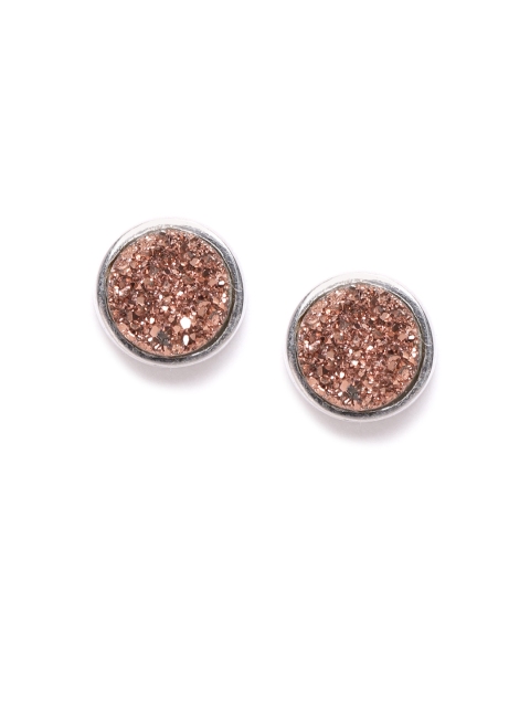 

Silgo 925 Sterling Silver Copper-Toned Rhodium-Plated Artificial Stone Circular Studs