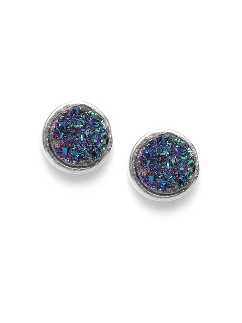 

Silgo 925 Sterling Silver Blue & Green Rhodium-Plated Artificial Stone Circular Studs