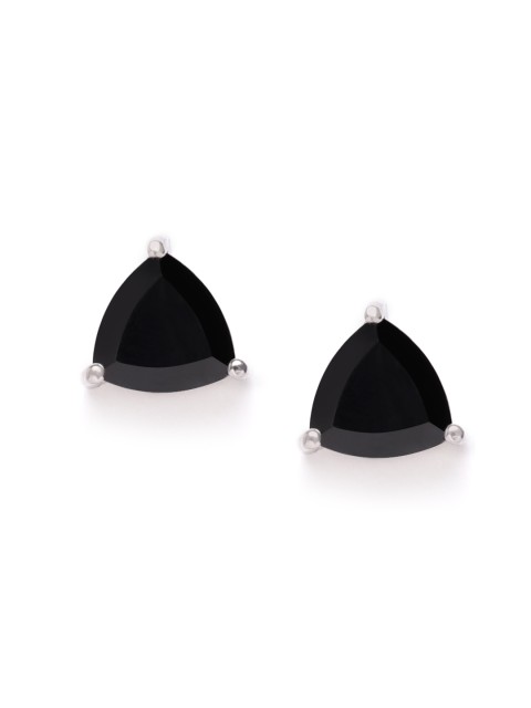 

Silgo 925 Sterling Silver Black Rhodium-Plated Onyx Triangular Studs