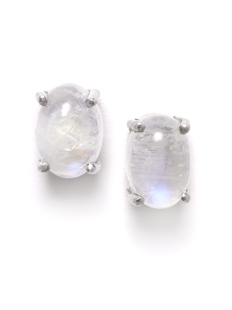 

Silgo 925 Sterling Silver White Rhodium-Plated Artificial Stone Oval Studs