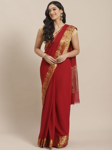 

KALINI Maroon Solid Saree