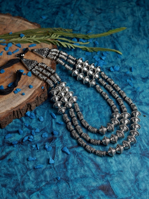 

LAIDA Women Silver-Plated Oxidised Handcrafted Layered Necklace