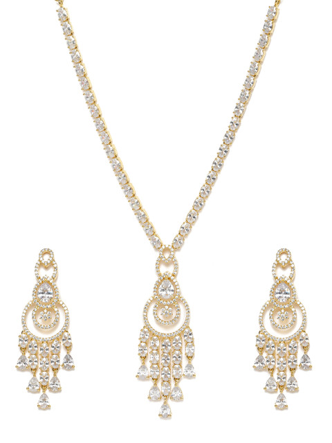 

Laida Women Gold Plated AD Studded Handcrafted Jewellery Set