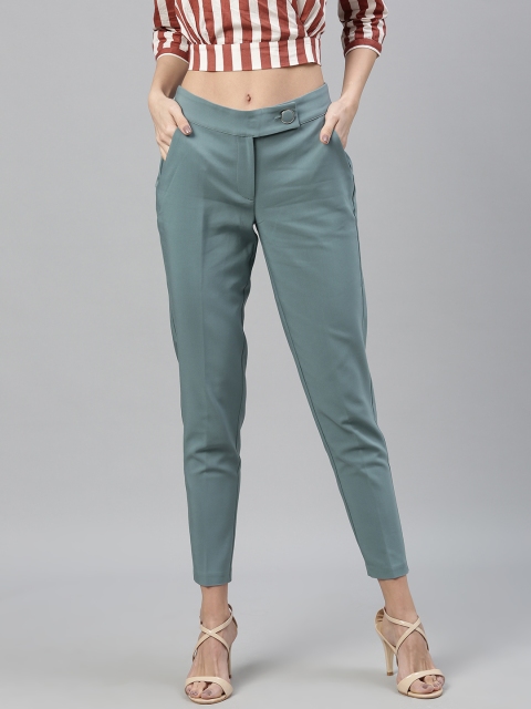 

Vero Moda Women Blue Regular Fit Solid Regular Trousers