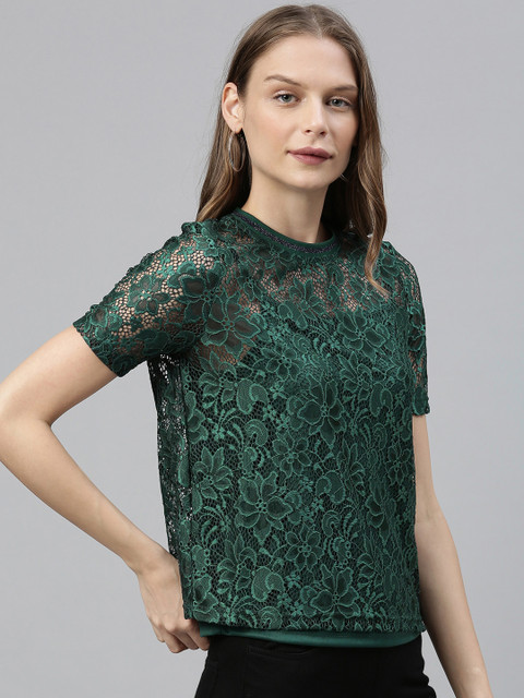 

Vero Moda Women Green Embroidered Top
