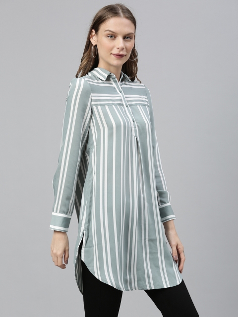 

Vero Moda Women's Grey & White Striped Tunic