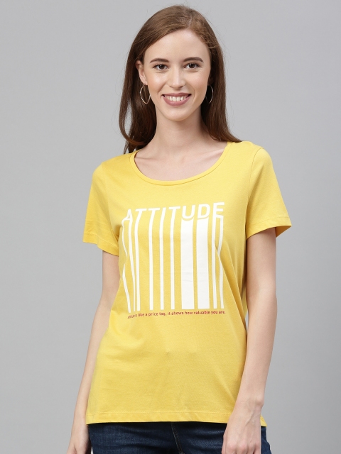 

Vero Moda Women Yellow Solid Round Neck T-shirt