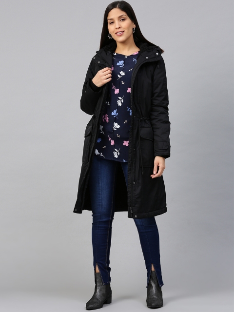 

Marks & Spencer Women Black Water Resistant Solid Hooded Longline Padded Jacket
