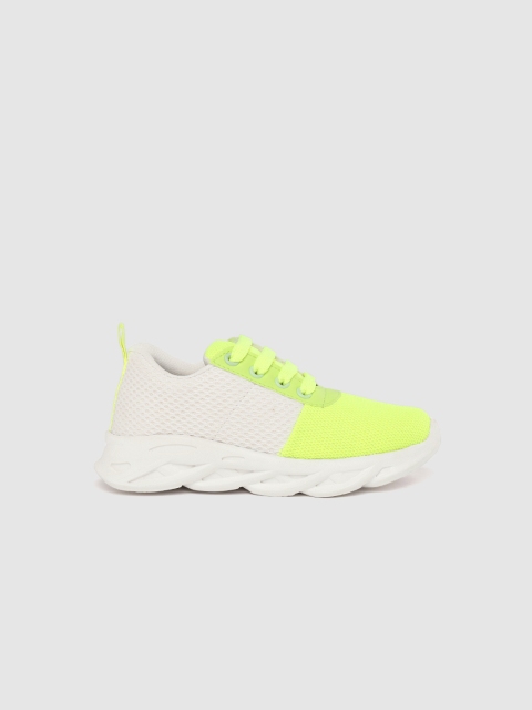 

YK Kids Fluorescent Green & Off-White Colourblocked Sneakers