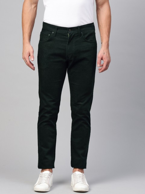 

Marks & Spencer Men Green Slim Fit Solid Corduroy Trousers