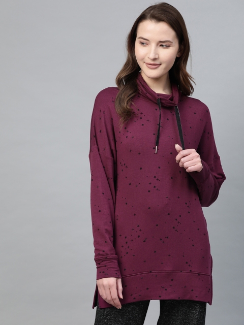 

Marks & Spencer Women Burgundy & Black Printed Longline Lounge Sweatshirt