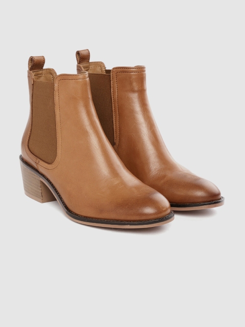 

Marks & Spencer Women Tan Brown Solid Leather Mid-Top Flat Boots