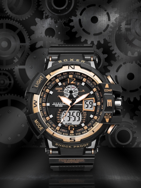 

BOXER Men Black Analogue and Digital Waterproof Watch BG00188